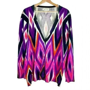 Jones New York Sport women’s XL v-neck Purple pink Graphic Cardigan soft Sweater